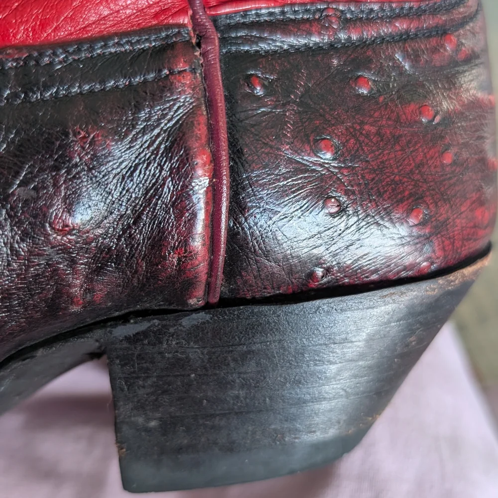 Jurassic Boots Co. Black and Red Leather Cowboy Boots - Picture 6 of 12